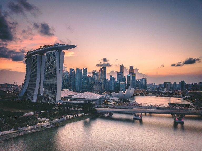 The cityscape of Marina Bay Sands, Singapore travel.