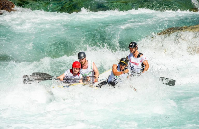 Student travelers on a rafting tour on the river in Voss Municipality, Norway travel.