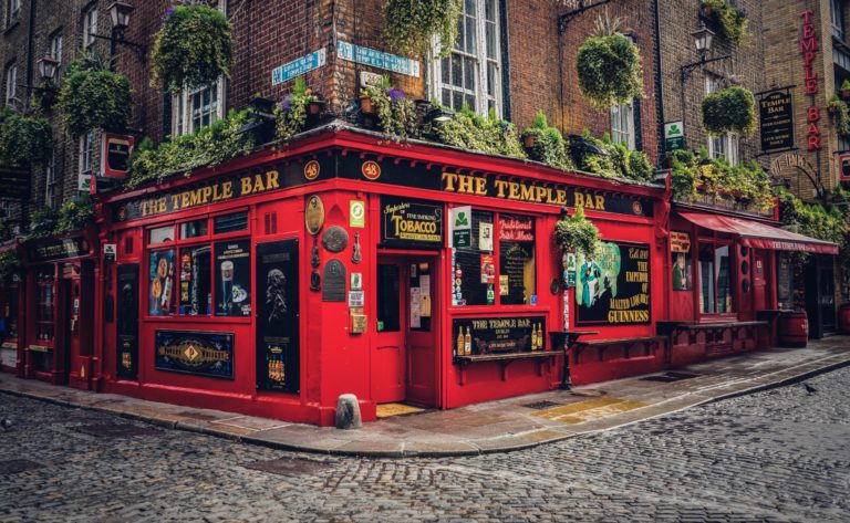 The exterior of the famous Temple Bar in Dublin, Ireland travel.