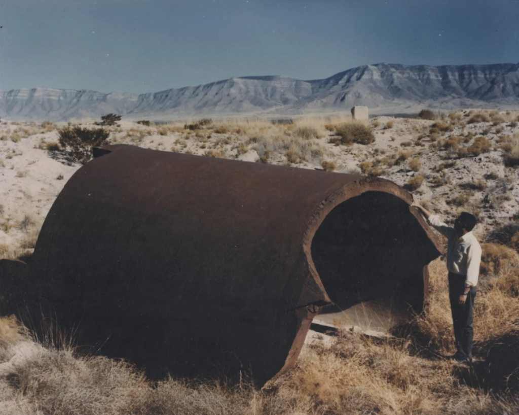 Featured in Oppenheimer Film Locations by Students Fare, this image shows the wreckage of an old atomic bomb at the white sands national missile range site in New mexico.