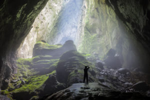 Featured in Students Fare's blog article "Top Cave Explorations for Your Class," which shows Mystery misty cave entrance in Son Doong Cave, the largest cave in the world in UNESCO World Heritage Site Phong Nha-Ke Bang National Park, Quang Binh province, Vietnam