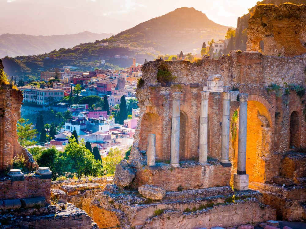 The Ruins of Taormina Theater at Sunset
