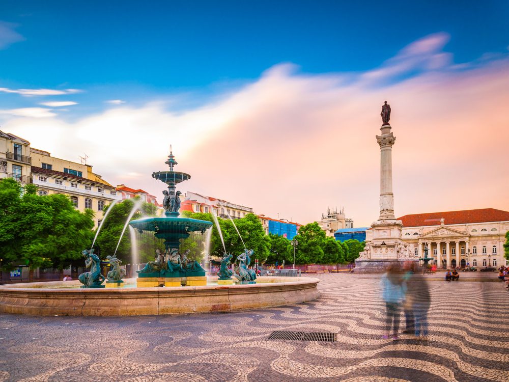 Lisbon, Portugal at Rossio Square.