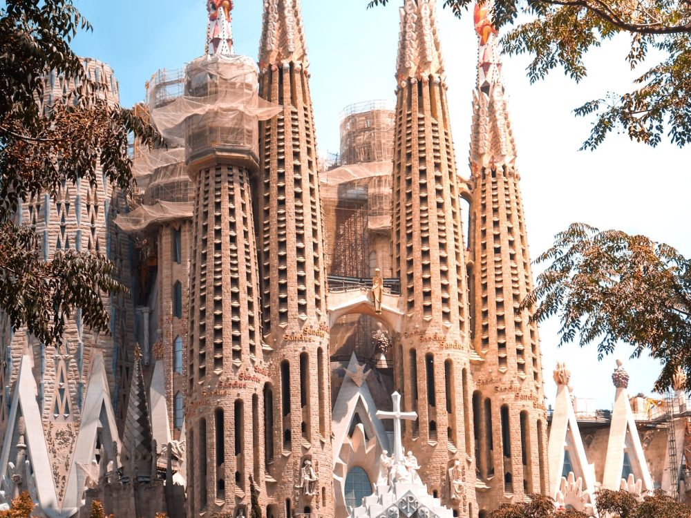 Tour the Basílica i Temple Expiatori de la Sagrada Família, a large unfinished church, in Barcelona, Spain.